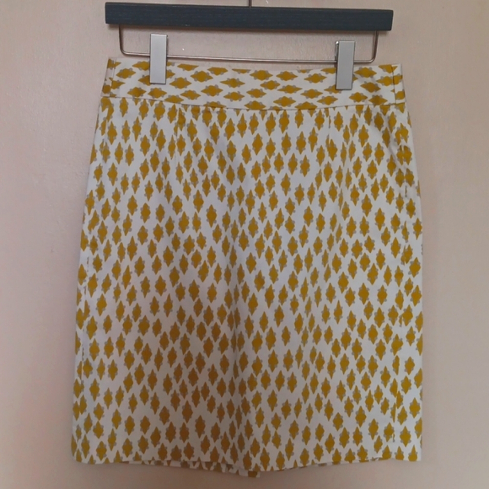 J. Crew Green Gold A-Line Knee-Length Skirt